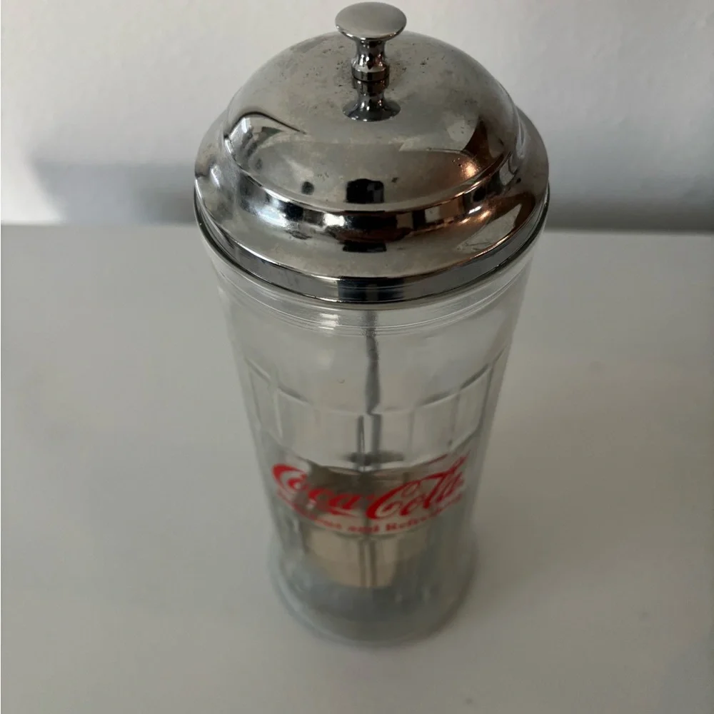 Coca-Cola Red and Silver Straw Holder - Picture 4 of 5